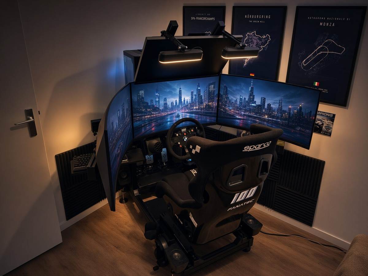 Complete simracing rig met triple screens